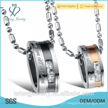 Top sale high polished stainless steel silver color cheap matching couple necklaces